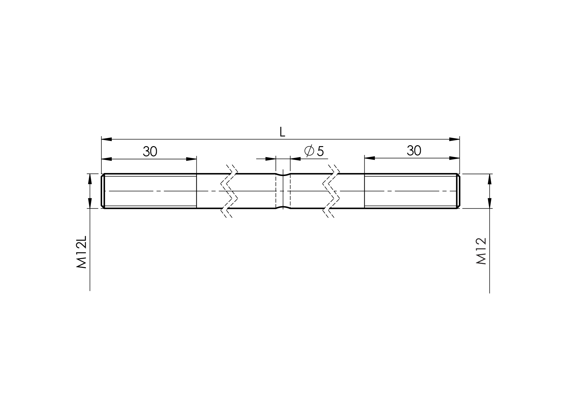 Vordach Zugstange Edelstahl AISI 316 M12 x 1250 mm geschliffen-89-11A14PR121250M12-A.4