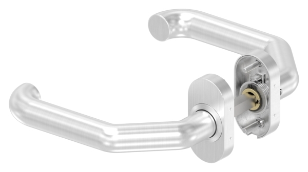 Tuerdruecker-Paar V2A Edelstahl 8mm Stift fuer 30-60mm Kastendicke feststehend links-88-11203-VA-F.L