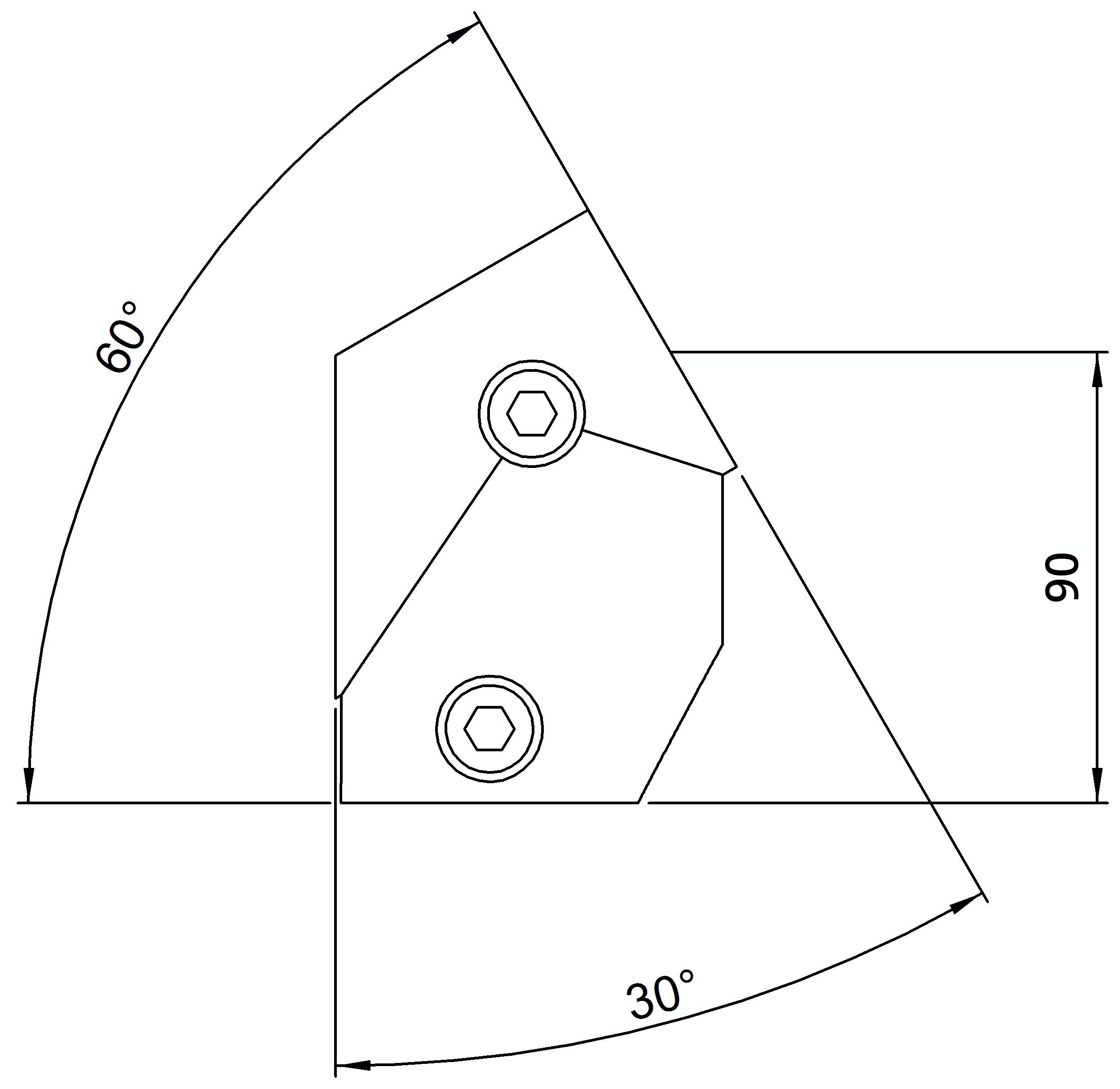 Rohrverbinder T-Stueck kurz 30-60° Ø 48-3 mm -1 1-2- - Temperguss verzinkt - 129D48-129D48