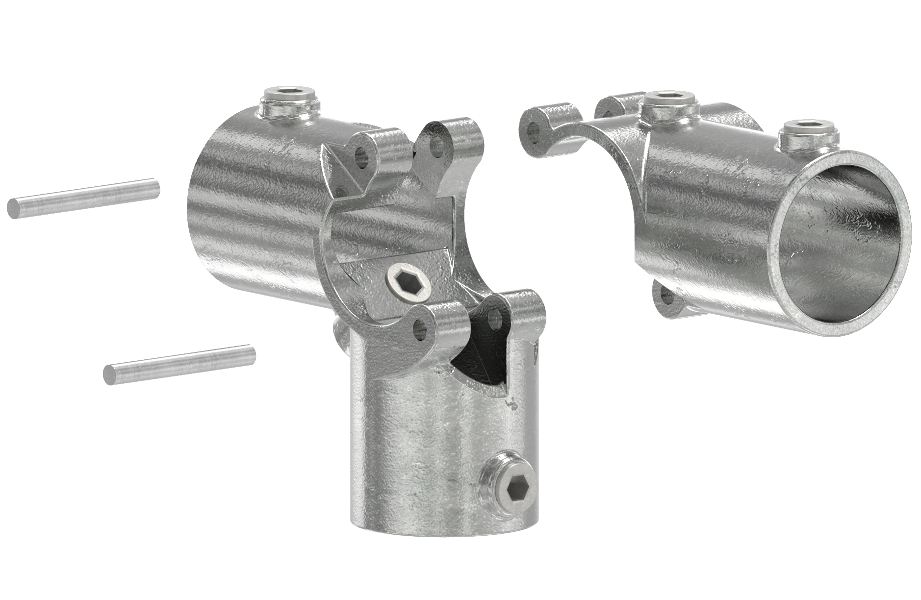 Rohrverbinder T-Stueck fuer Stuetzrohr Ø 48-3 mm -1 1-2- - Temperguss verzinkt - 176D48-V-176D48-V