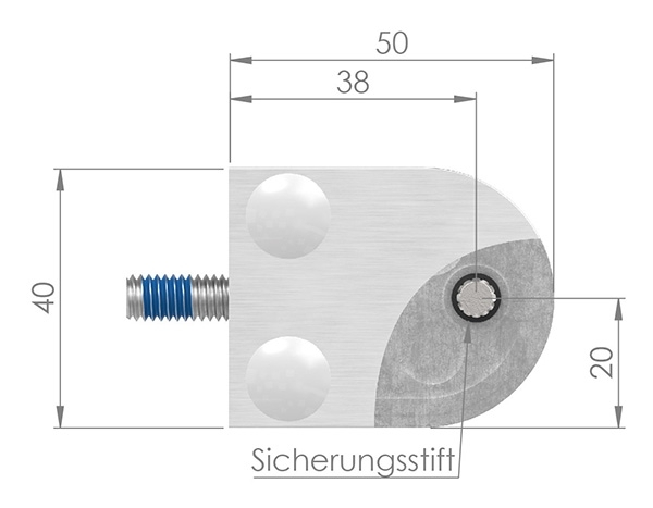 Glasklemme 50x40x26 mm AbZ fuer Anschluss Ø 48-3 mm V4A-10-2148.1ABZ
