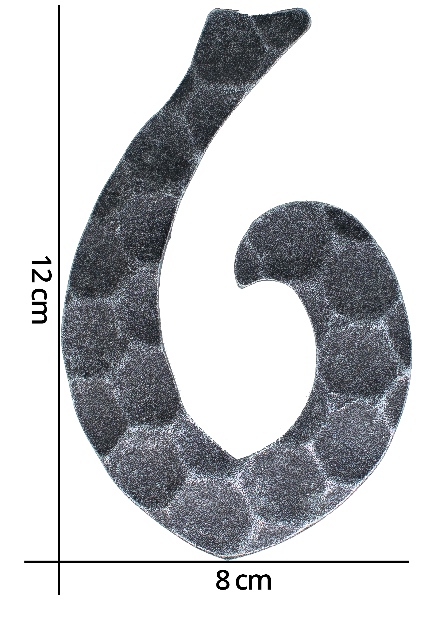 Hausnummer 6 - Abmessung 12x8 cm - Material 4 mm gehaemmert - Stahl -Roh- S235JR-30-3116.8