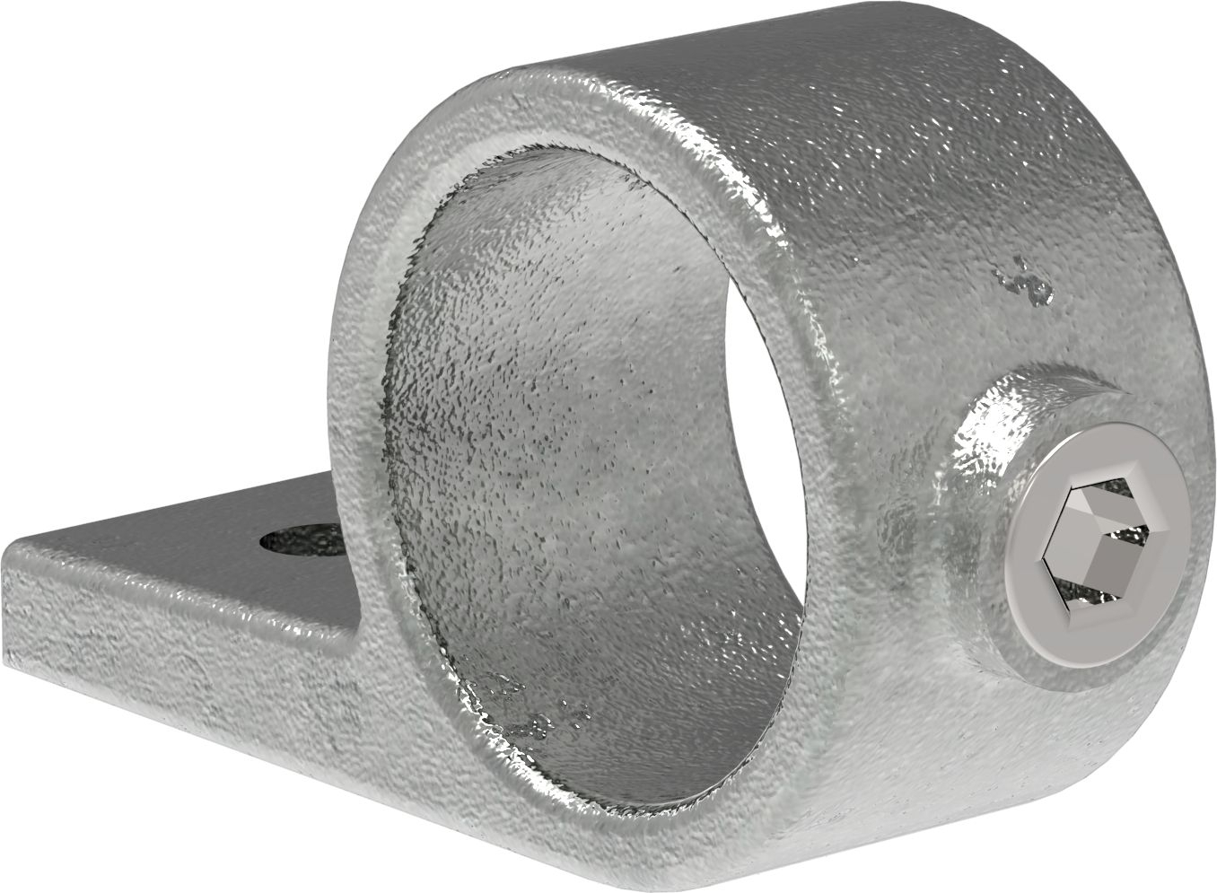 Rohrverbinder Befestigungsring mit Flansch 1 Bohrung Ø 48-3 mm -1 1-2- - Temperguss verzinkt - 199D48-199D48