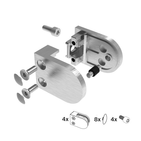 Glasklemme V4A fuer 1-5 - 10-76 mm Flachanschluss poliert 4er Set-89-11A142200000LSET4-A.4