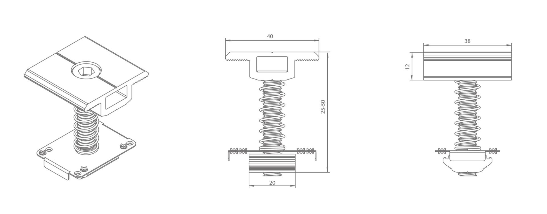 Mittelklemme Edelstahl V2A Aluminium fuer Modulhoehe 30-40 mm schwarz-89-11SOLEIC-A.4