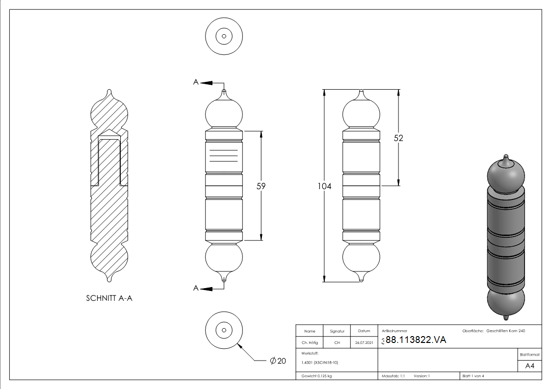 Anschweissband Edelstahl V2A 20 mm Dorn Ø 11 mm glatt-88-113822.VA