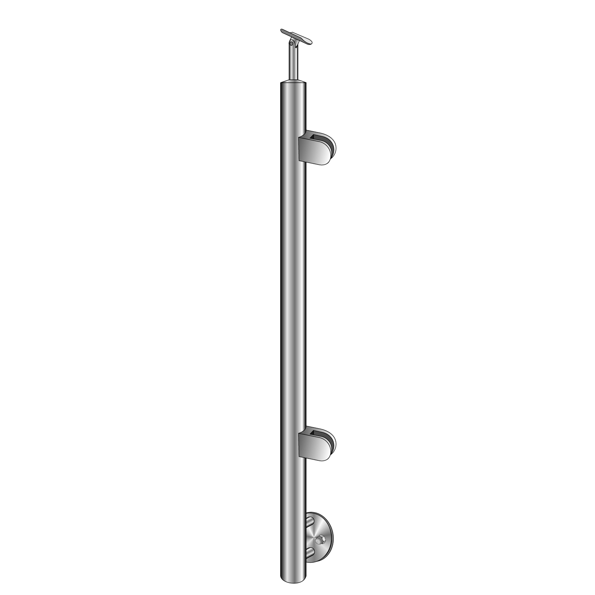 Glasgelaenderpfosten V2A 1000 mm Seitenmontage geschliffen fuer Glas 8-76 mm rechts-14-0042RG-A.4
