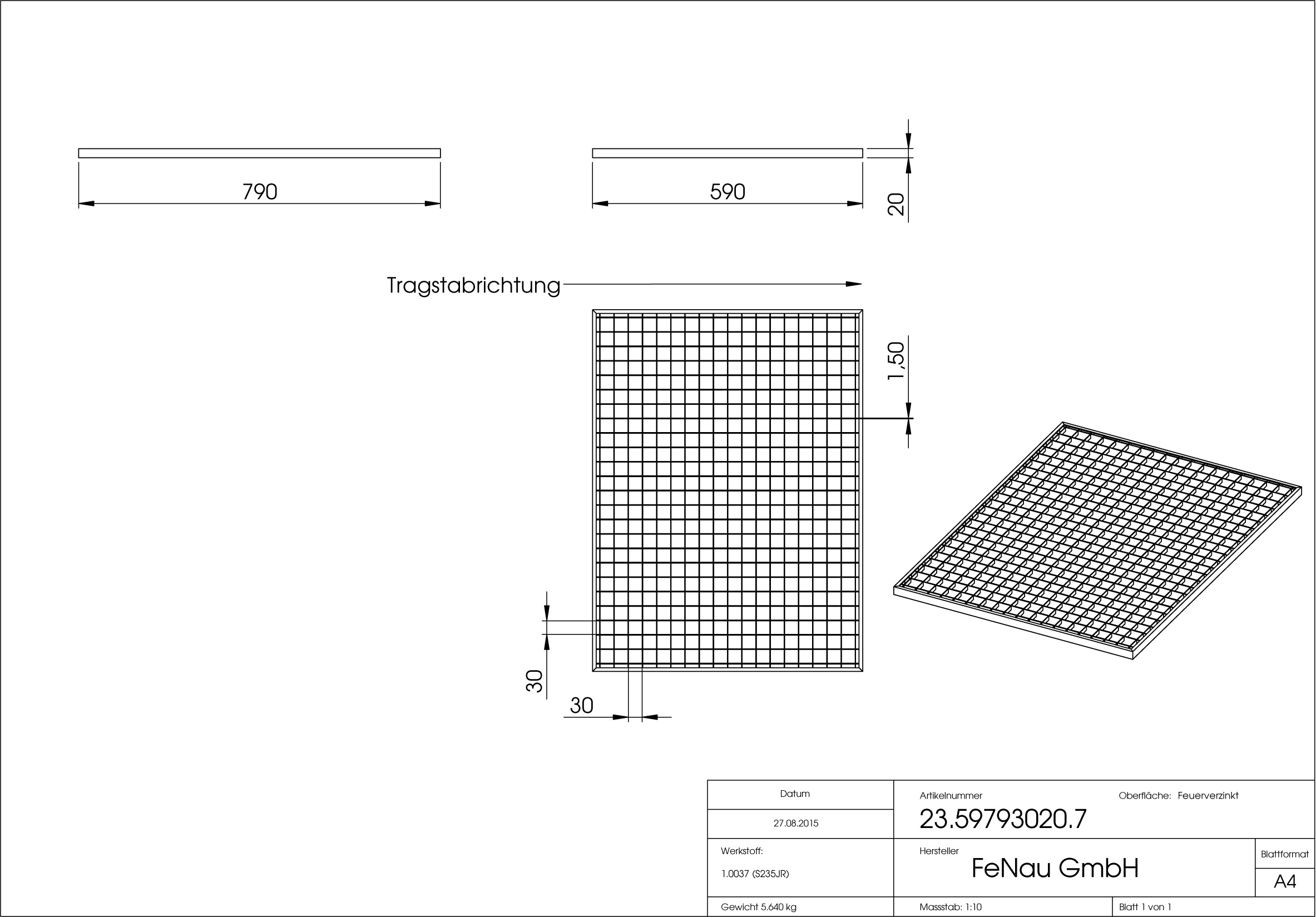 Lichtschachtrost Baunormrost - Masse-  590x790x20 mm 30-30 mm - aus S235JR -St37-2- im Vollbad feuerverzinkt-23-59793020.7