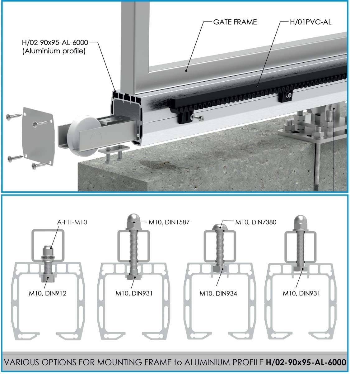 Fhrungsprofil AL 90x95mm- L6m- RAL7016-89.H0290X95AL6000R7016