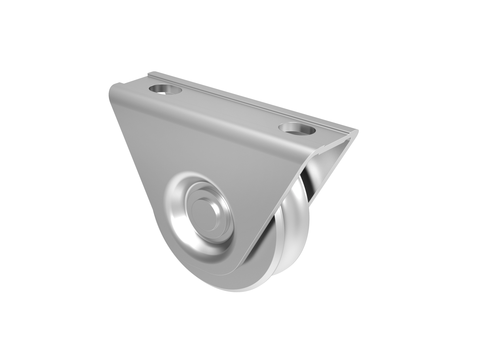 Schiebetorrolle Stahl verzinkt Ø 58 mm mit U-Rille und Aussenstuetzplatte-89-11H31U60-A.4