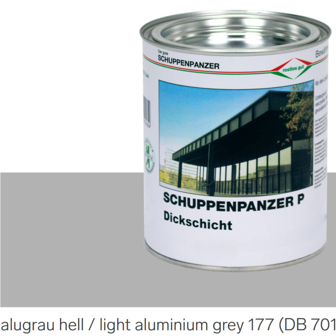 SCHUPPENPANZER-P Dickschicht 0732 alugrau-hell 177 DB 701 fuer Zaeune und STAHL-67-1058.0