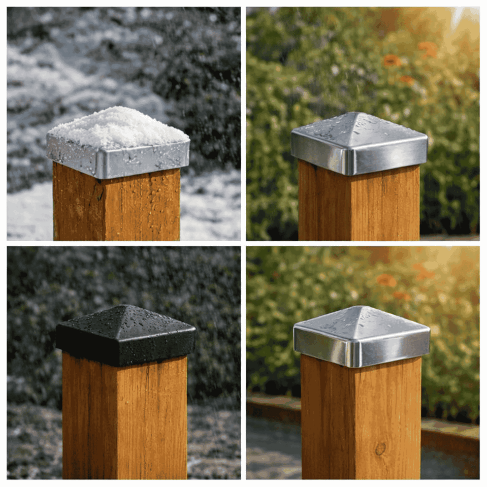 Pfostenkappe 70x70 mm Edelstahl V2A geschliffen – 10er Set inkl. Schrauben-60220-70-022