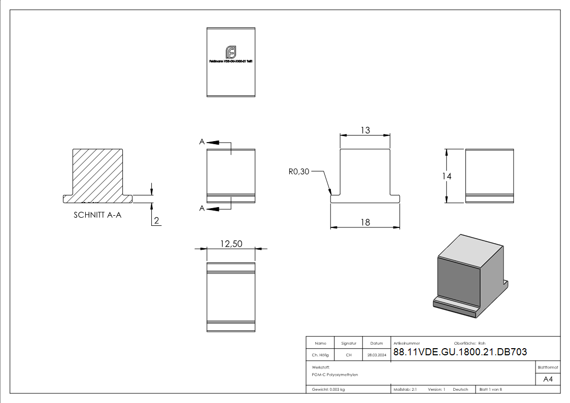 Vordach-Montage-Set pulverbeschichtet DB 703 fuer Glas 21-52 mm L 1805 mm-88-11VDE-GU-1800-21.DB703