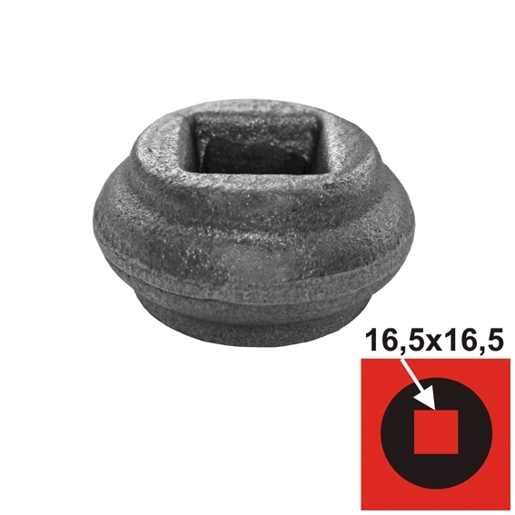 Stahl Steckelement quadratisch 14-5x14-5mm- Ø 40mm- H 21mm-89.E4016165X165