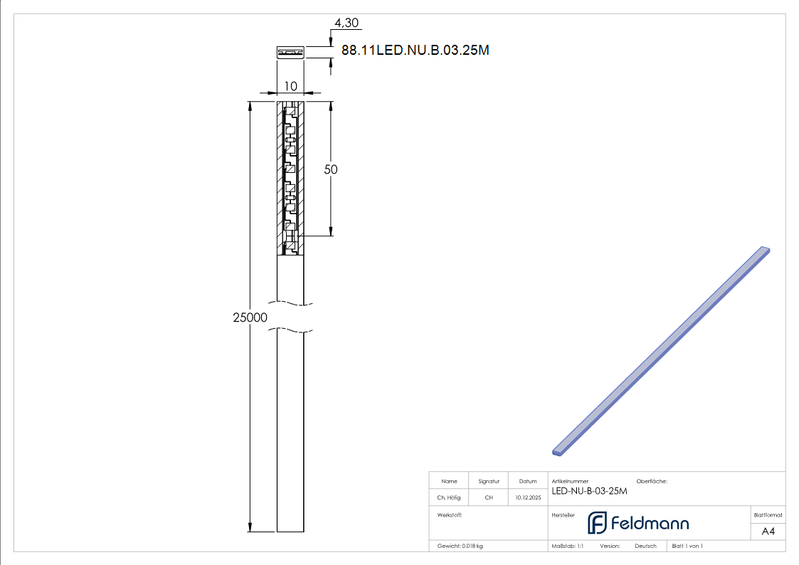 LED Streifen Silikon 25 m IP65 neutralweiss 4000K fuer Nutrohr-88-11LED-NU-B-03.25M