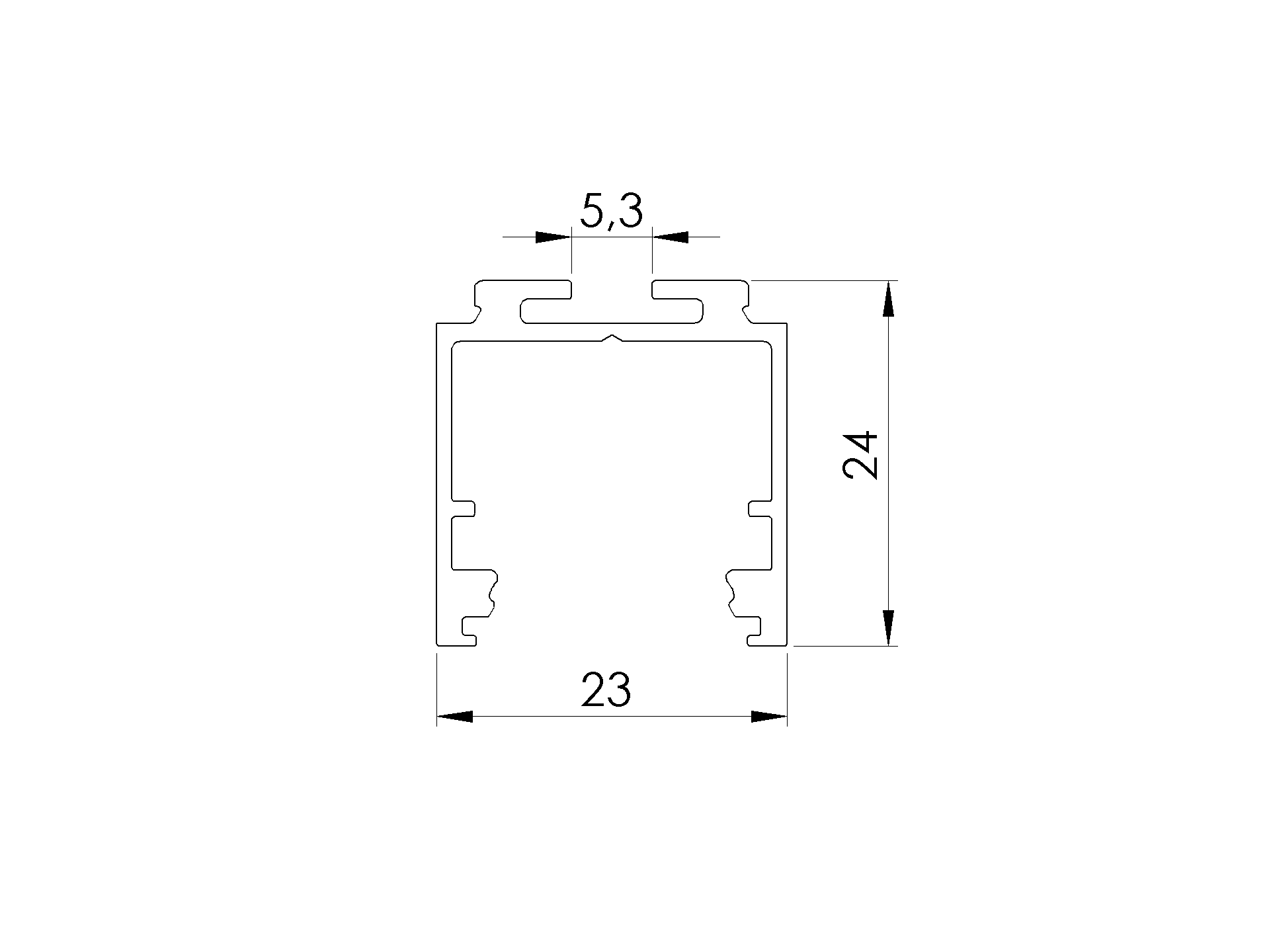Aluminiumprofil 23x24 mm 5000 mm fuer LED-Handlauf Rohzustand-89-11AL23X245000LED-A.4