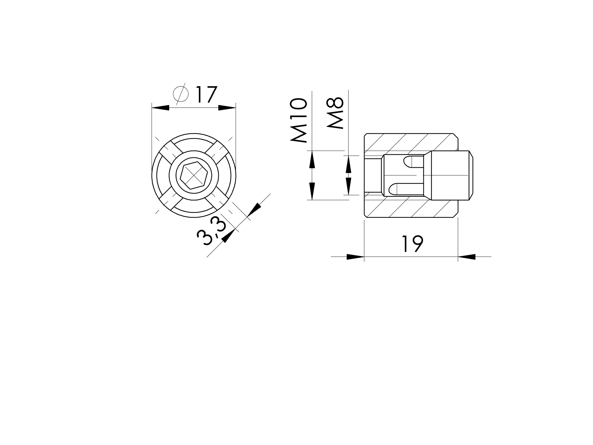 Seilhalter Edelstahl AISI 316 fuer 4 mm Seil mit Gewinde geschliffen-89-11A147402003-A.4