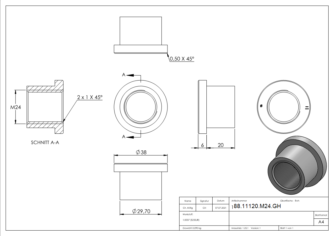 Gewindehuelse zu 120-M24-88-11120-M24.GH