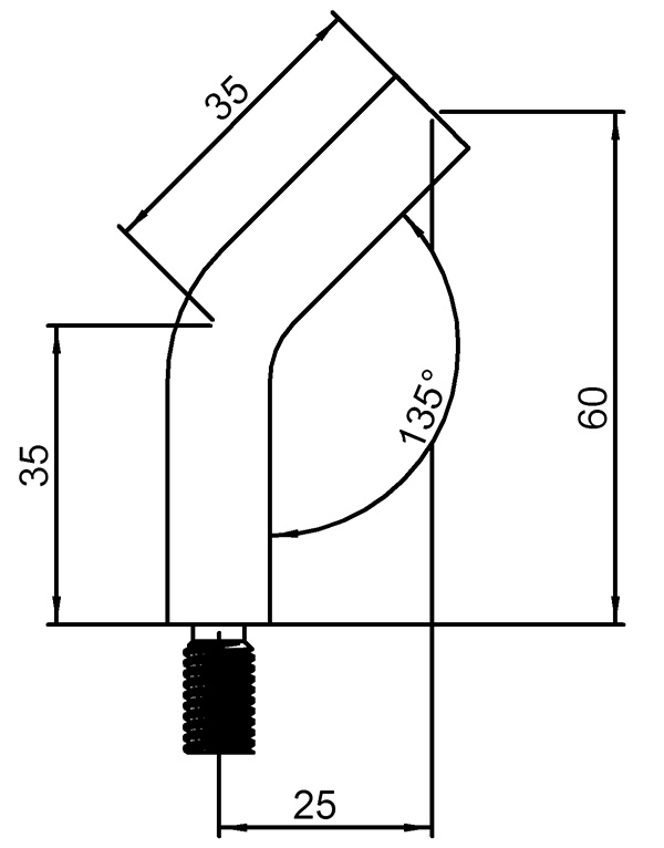Traegerstift 135° gebogen Ø 12 x 60 mm - mit Aussen- - Innengewinde -V2A-11-2171.4