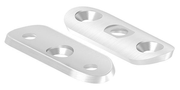 Handlaufanschlussplatte 63x25x4 mm fuer Rohr Ø 48-3 mm mit gesenkten Aussenbohrungen V2A-11-2143.4G