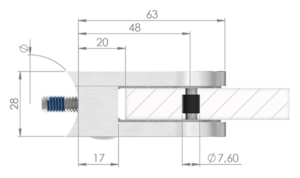 Glasklemme 63x45x28 mm AbZ fuer Anschluss Ø 33-7 mm Zink-10-2233ABZ.3