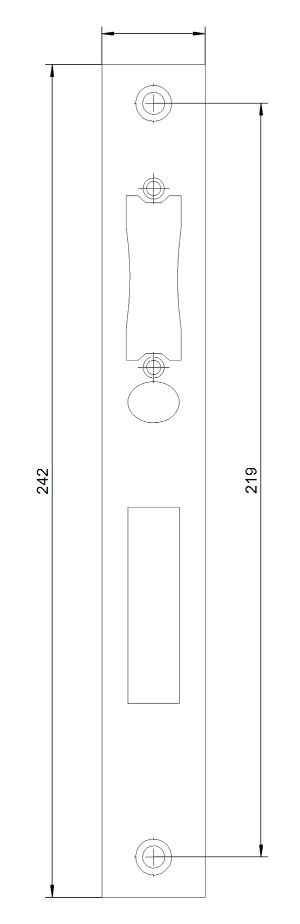 Schliessblech 40x242x3 mm fuer Einsteckschloesser V2A-11-3543.4