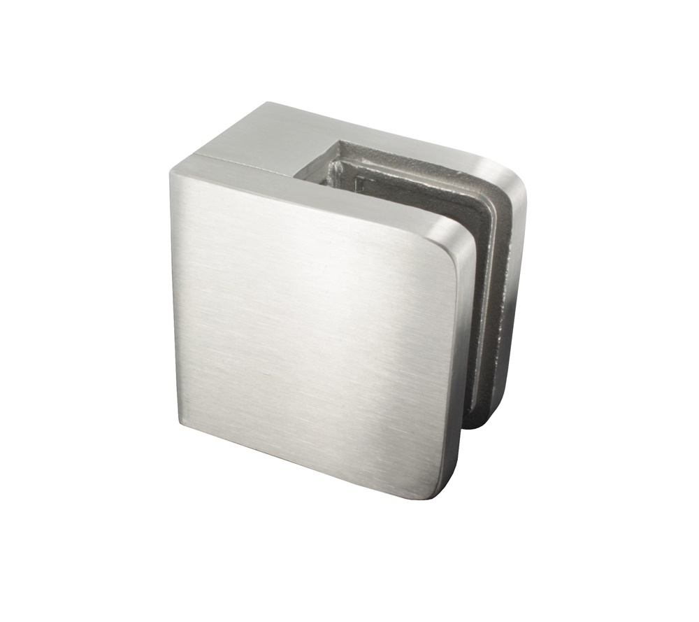 Glasklemme 45x45x27 mm Flach - gerade- fuer 8-00 mm ESG Glas-18-21-0.7