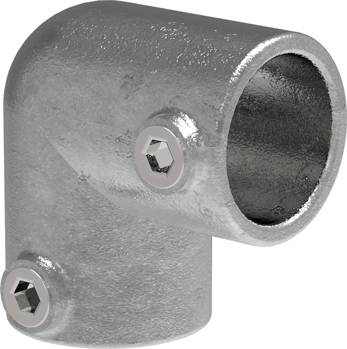 Rohrverbinder Bogen 90° Ø 48-3 mm -1 1-2- - 42-4 mm -1 1-4- - Temperguss verzinkt - 125D48-C42-125D48-C42