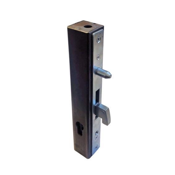 Schiebetor-Schlosskasten Stahl roh 40 x 40 mm mit Hakenschloss-89-11H4640X40-A.4