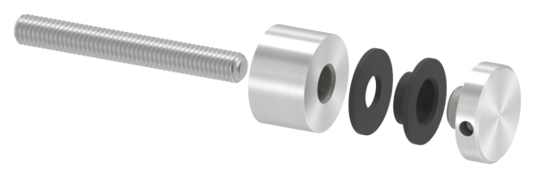 Glaspunkthalter Edelstahl V2A Ø 16 mm Klemm 4-0–8-0 mm Gewinde M5 flach geschliffen-88-1160260.240