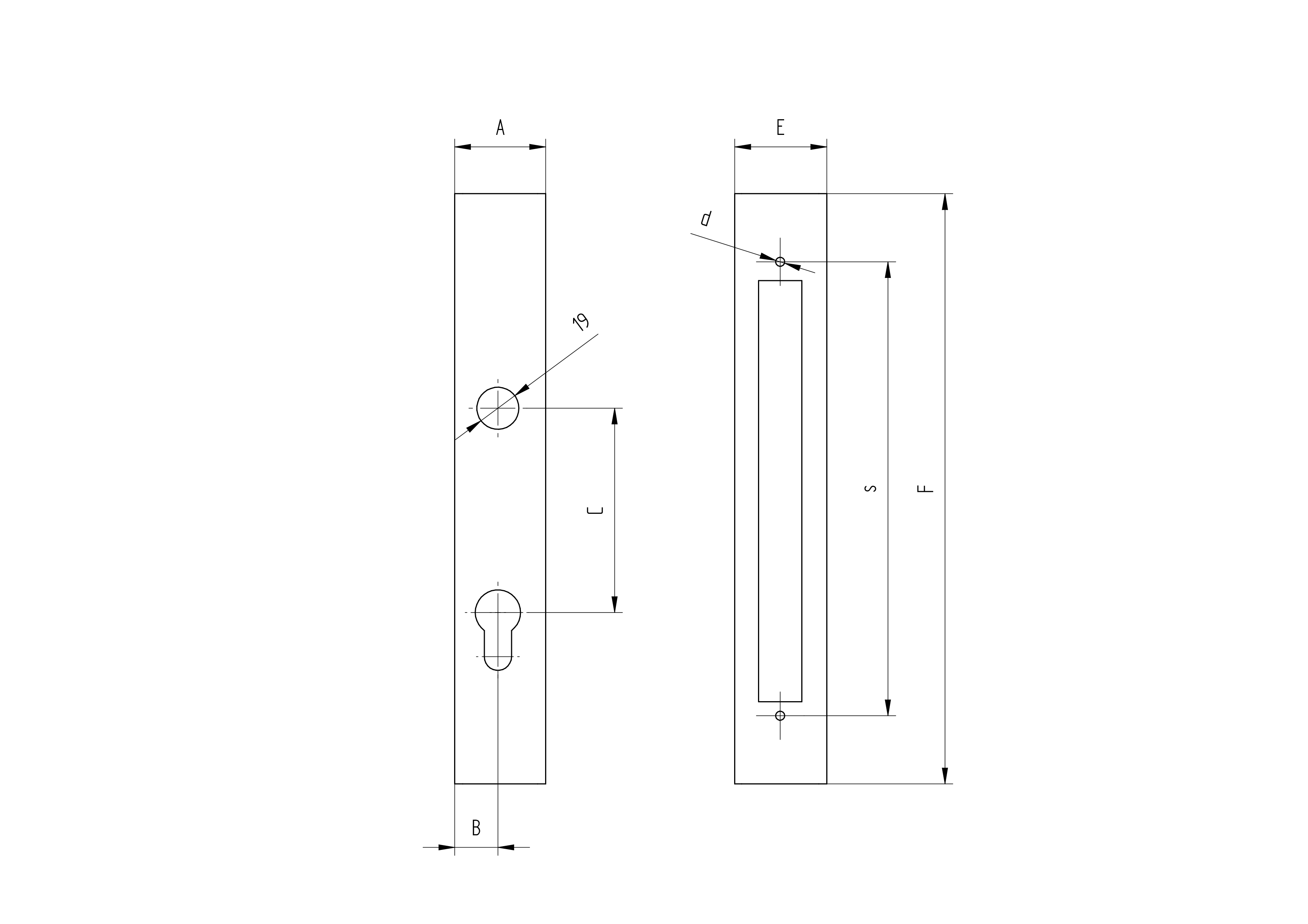 Schlosskastenprofil Stahl 30x30 mm- Laenge 190 mm fuer Schloss B1-30-17x82- roh-89-11B152J30X30-A.4