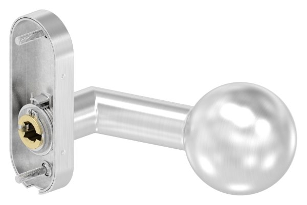 Drueckerknopf V2A Edelstahl Ø 50 mm drehbar gekroepft links-88-11612-VA-D.L