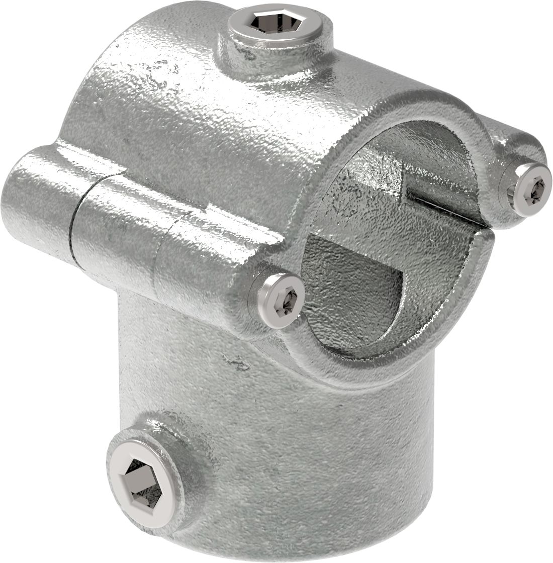 Rohrverbinder T-Stueck mit Bolzen aufklappbar Ø 48-3 mm -1 1-2- - Temperguss verzinkt - 136D48-136D48
