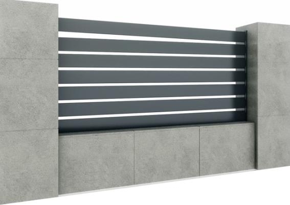 Zaunelement Aluminium 1-5x2m Latten 20x100 Anthrazit RAL 7016 strukturiert-89.FGAIR20X10015X2R7016