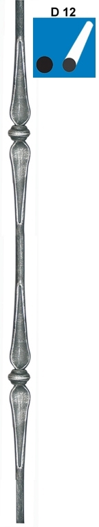 Schmiedezierstab Stahl roh D12mm H900mm mit 2 Elementen-89-11T107342-A.4