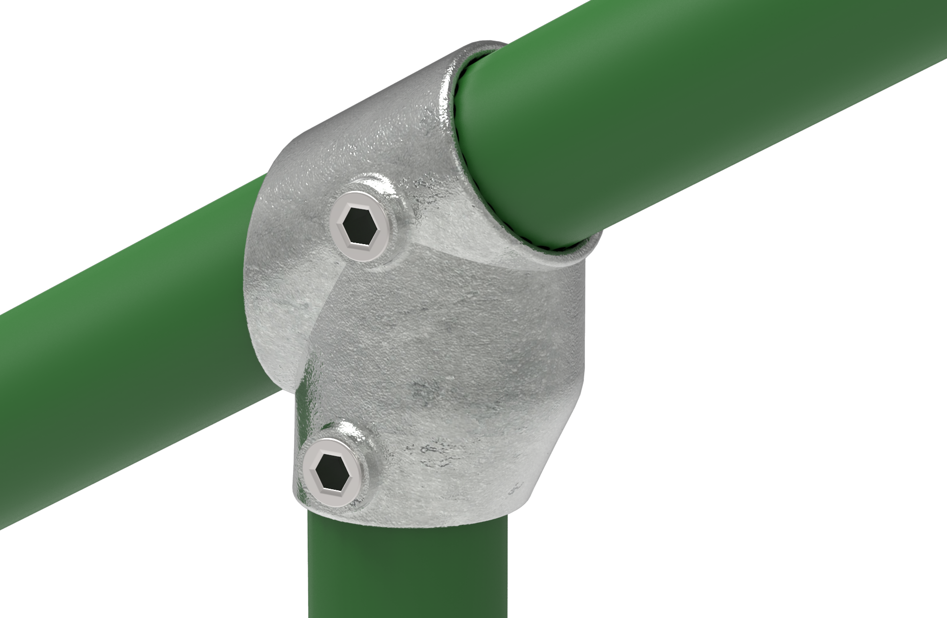 Rohrverbinder T-Stueck kurz 30-60° Ø 26-9 – 48-3 mm - Temperguss verzinkt - 129-129