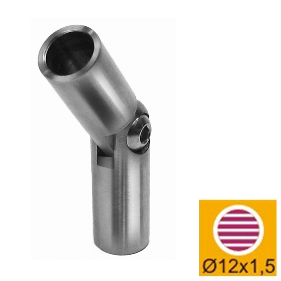 Gelenkverbinder Edelstahl AISI 316 fuer Ø12mm Stab D14mm H30mm stellbar-89-11A140302012S-A.4
