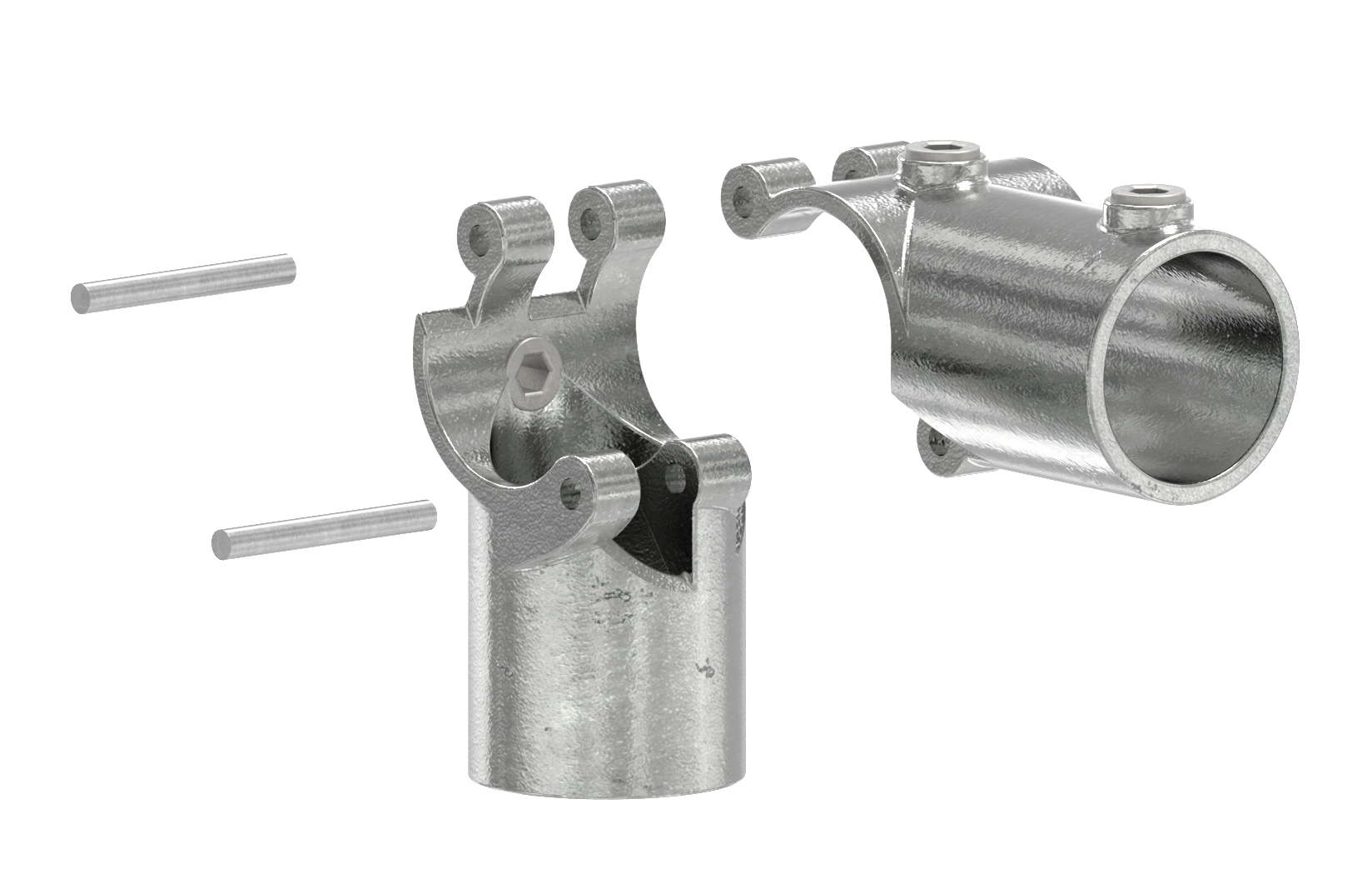 Rohrverbinder Eckstueck aufklappbar Ø 48-3 mm -1 1-2- - Temperguss verzinkt - 116D48-V-116D48-V