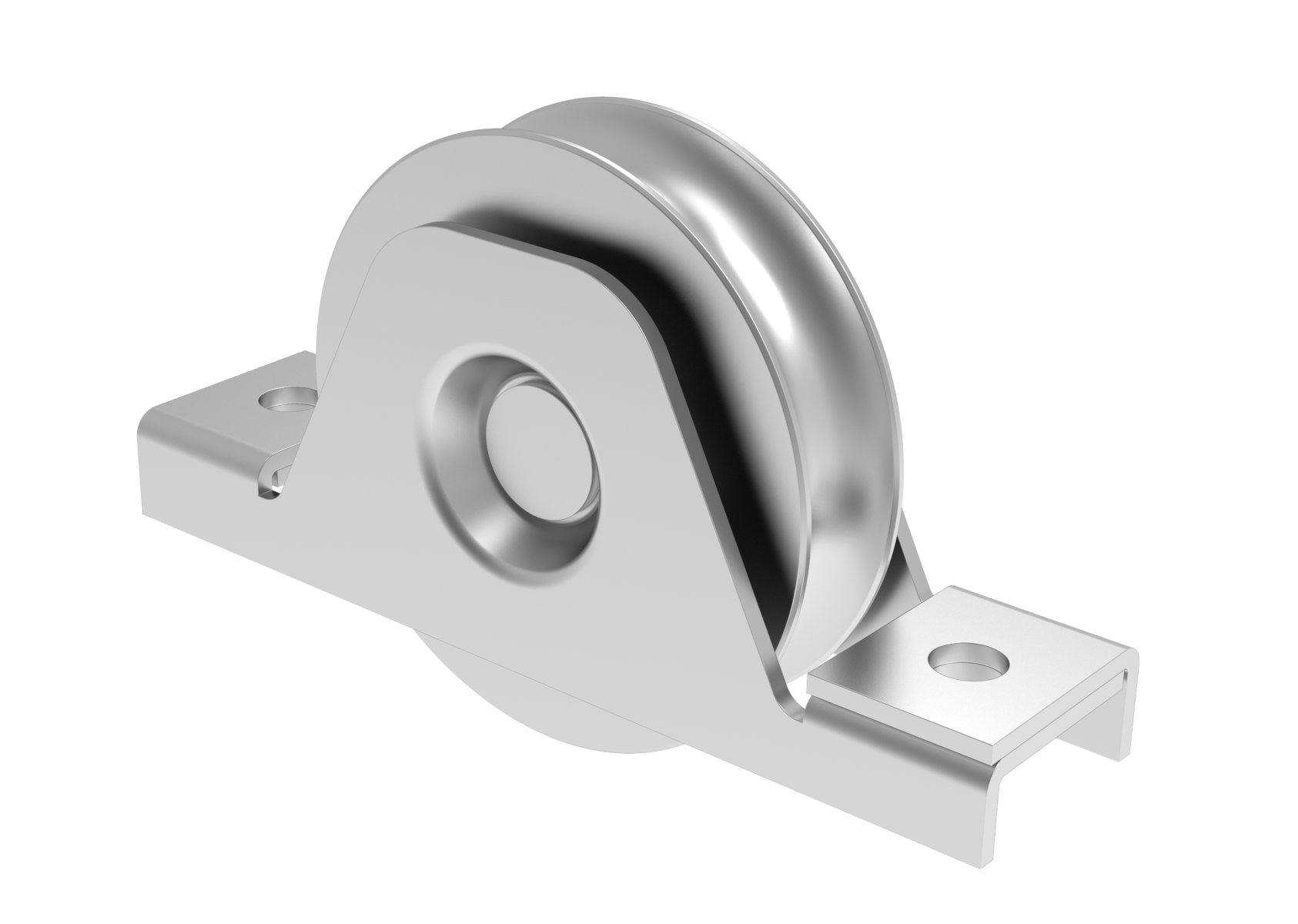 Schiebetorrolle Stahl verzinkt  80 mm U-Rille R8 mit Auensttzplatte-89-11H38U80C-A.4