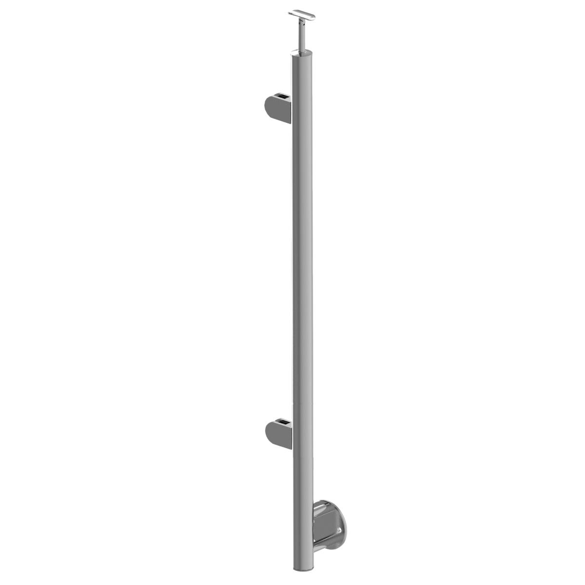 Endpfosten Edelstahl AISI 304- H1000mm D42-4mm- seitlich rechts- 2 Glasklemmen-89-11ABR1002GR250P-A.4