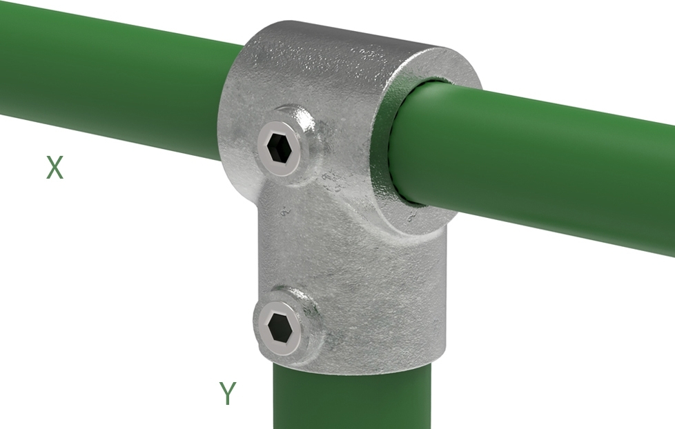 Rohrverbinder T-Stueck kurz Ø 42-4 mm -1 1-4- - 48-3 mm -1 1-2- - Temperguss verzinkt - 101C42-D48-101C42-D48