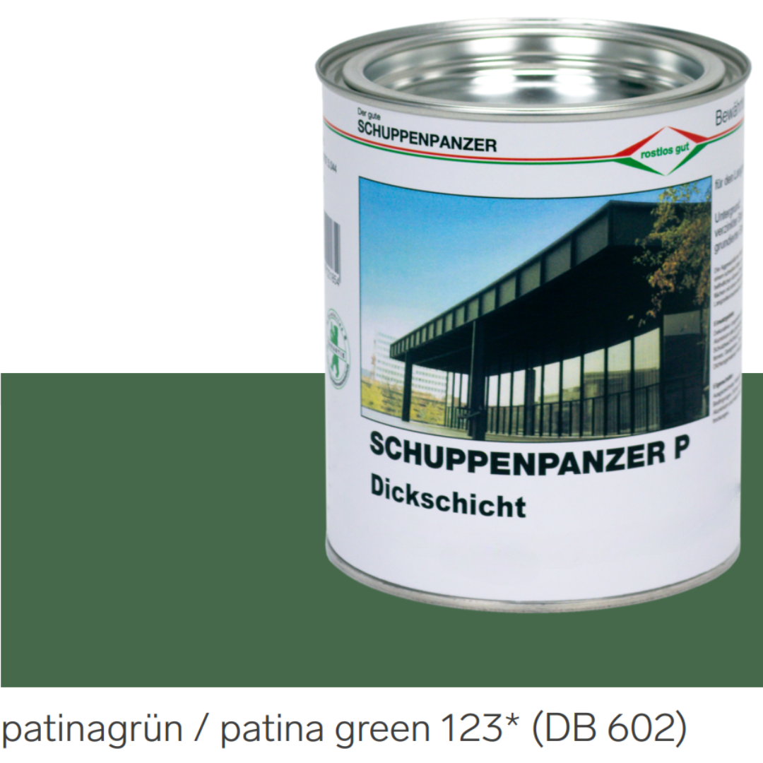 SCHUPPENPANZER-P Dickschicht 0609 patinagruen 123 DB 602 fuer Zaeune und STAHL-67-1040.0