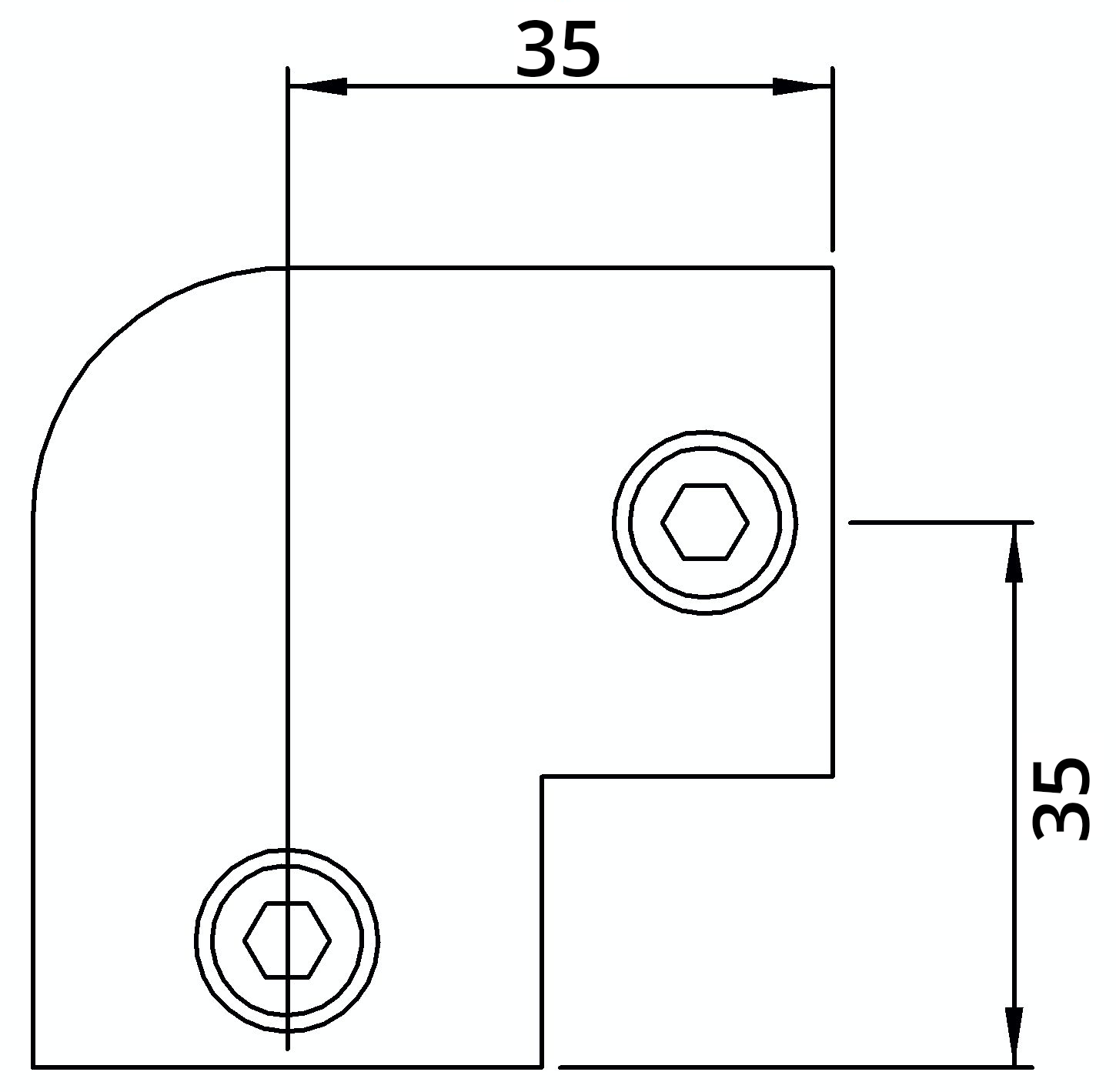 Rohrverbinder Bogen 90° Ø 21-3 mm -1-2- - Temperguss verzinkt - 125T21-125T21