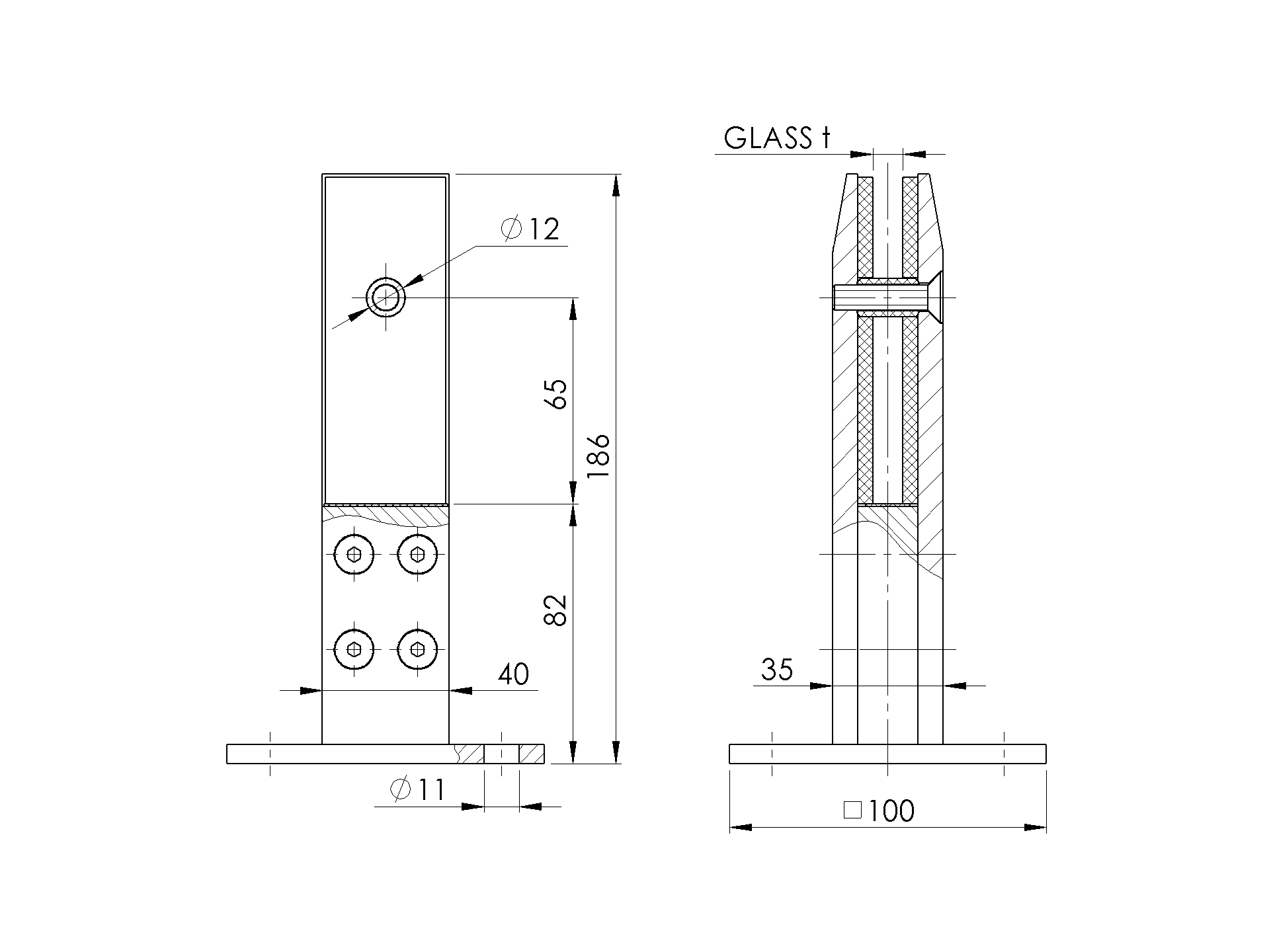 Glaszapfen Edelstahl AISI 304 fuer Glas 12-17-52 mm aufgesetzt geschliffen-89-11A6200000B-A.4