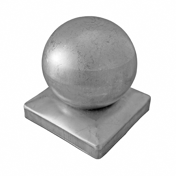 Pfostendeckel mit Kugel Stahl 100x100 mm fuer Vierkantpfosten roh-89-11E2261100X100-A.4