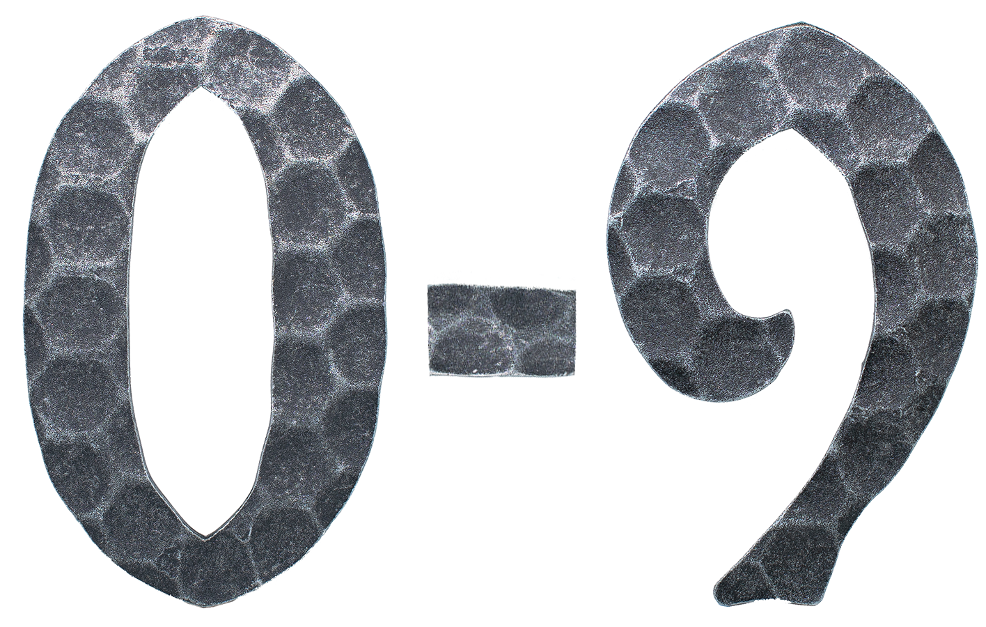 Hausnummer 0 - 9 - Abmessung- 12x8 cm - Material- 4 mm gehaemmert - Stahl -Roh- S235JR-30.3110