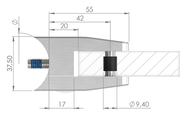 Glasklemme 55x65x37-5 mm AbZ fuer Anschluss Ø 60-3 mm Zink-10-3260ABZ.3
