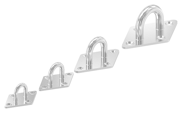 Befestigungsoese Edelstahl V4A Rundeisen Ø 5 mm quadratische Platte 4 Bohrungen-88.11100075005