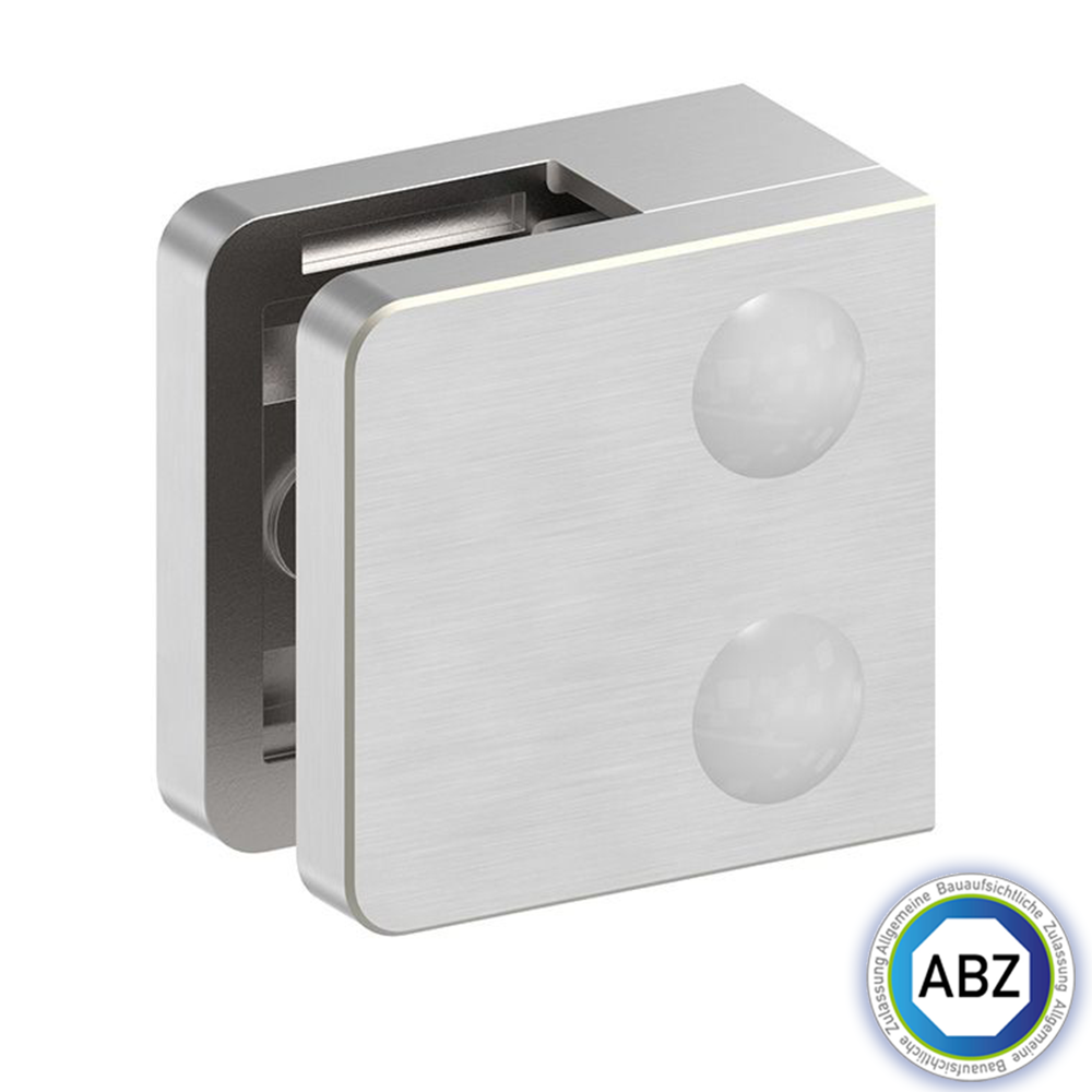 Glasklemme - mit ABZ Zulassung - Masse- 45x45x26 mm - verschiedene Anschluesse - V2A - V4A - Zink - Edel. Optik-GLASKLEMME-F-31
