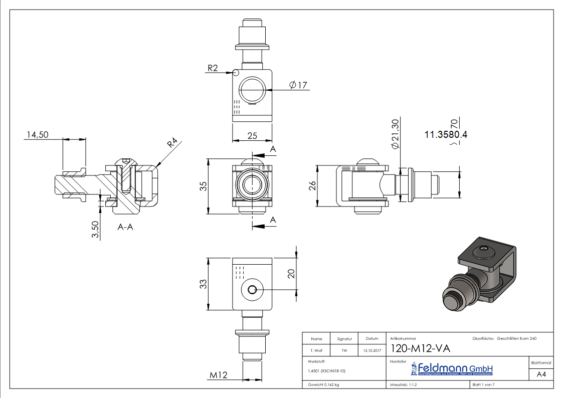 Torband - M12 - zum Anschweissen - verstellbar - V2A-11-3580.4